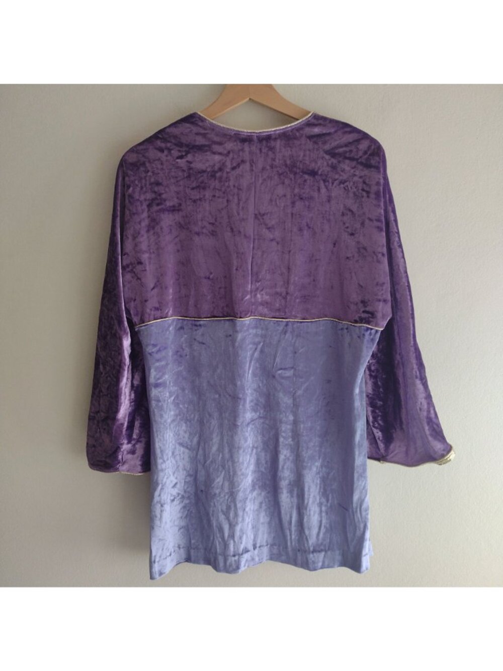 Vtg 90s Whimsygoth Velvet Tunic S/M Bill Tice Saks Purple Glam Top - Picture 8 of 10